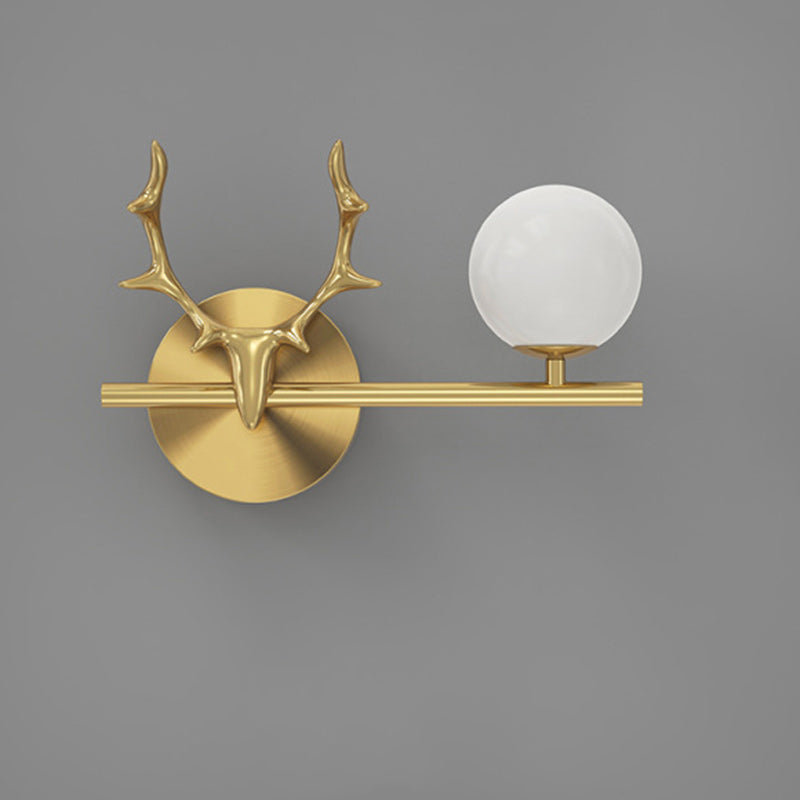 Glass Copper Deer Antler Wall Lamp