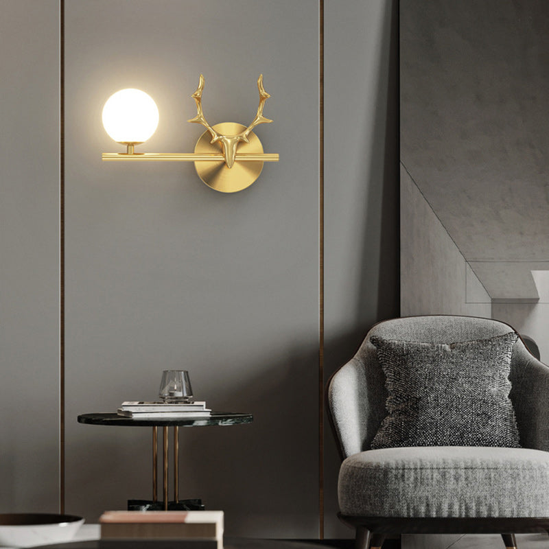 Glass Copper Deer Antler Wall Lamp