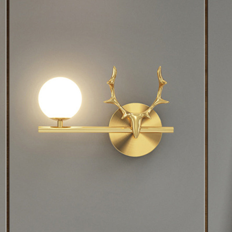 Glass Copper Deer Antler Wall Lamp