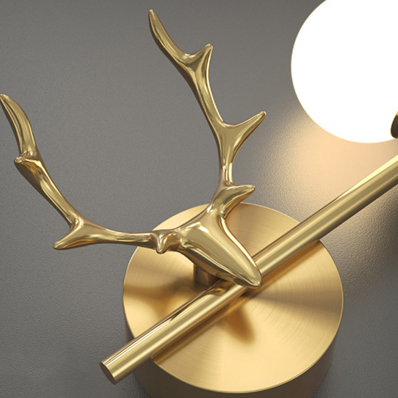 Glass Copper Deer Antler Wall Lamp
