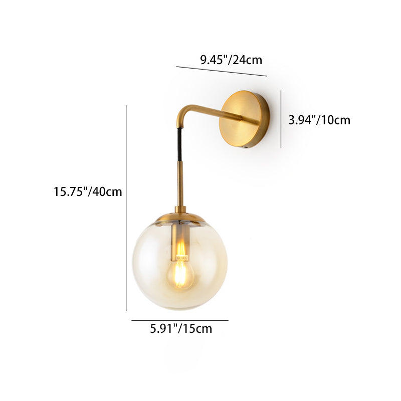 Glass Iron Globe Round Wall Lamp