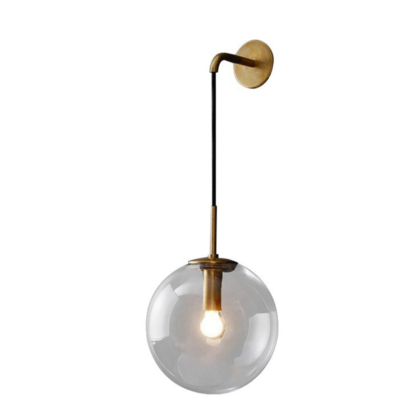 Glass Iron Globe Round Wall Lamp