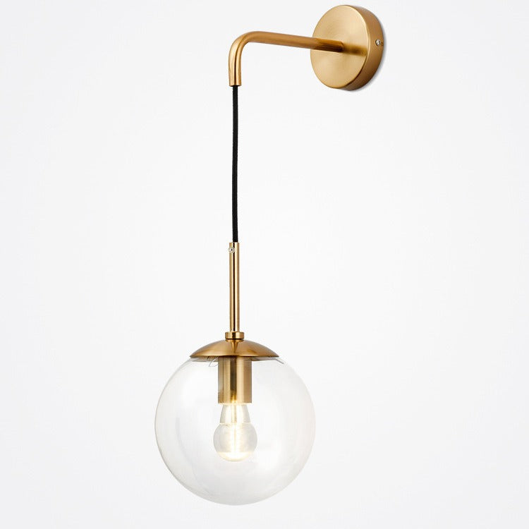 Glass Iron Globe Round Wall Lamp