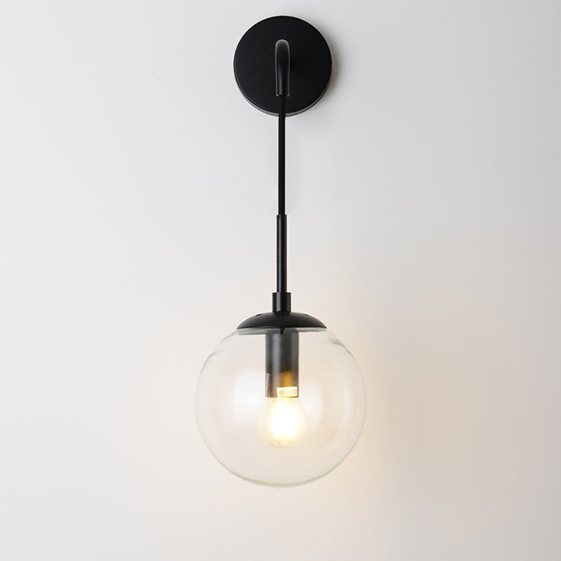 Glass Iron Globe Round Wall Lamp