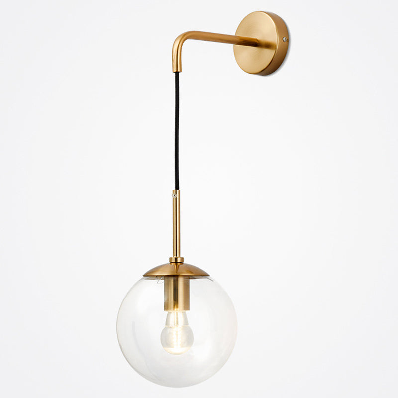 Glass Iron Globe Round Wall Lamp