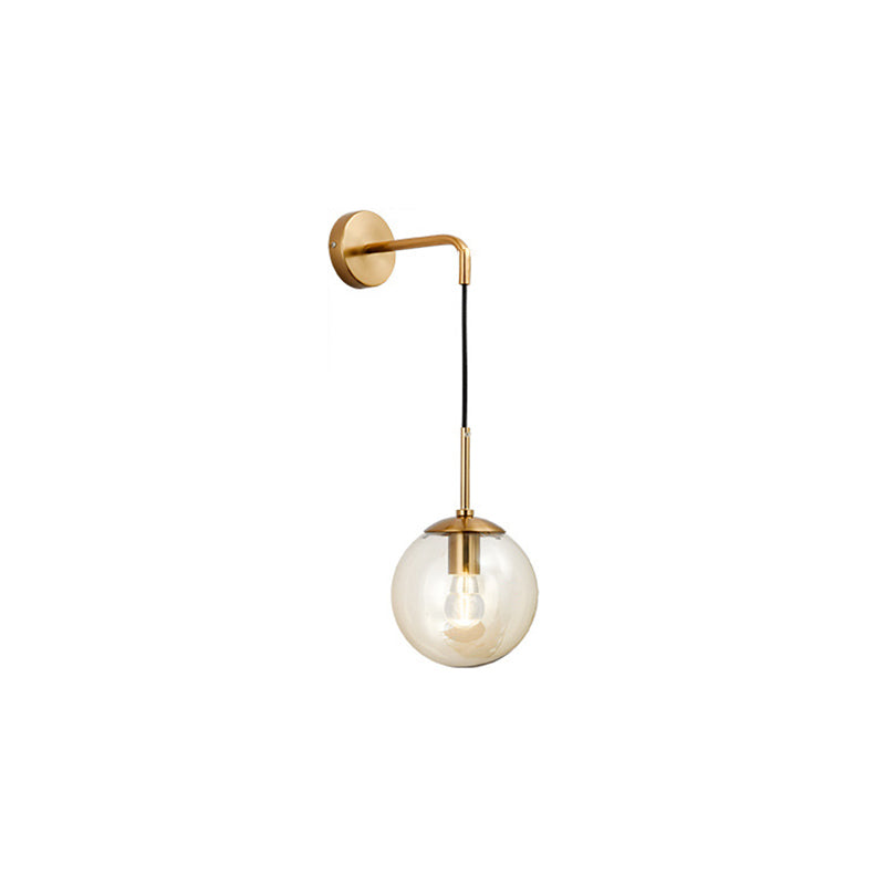 Glass Iron Globe Round Wall Lamp