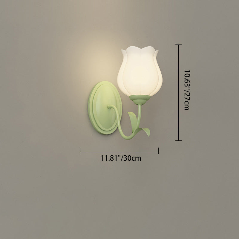Glass Iron Flower Leaf Wall Lamp