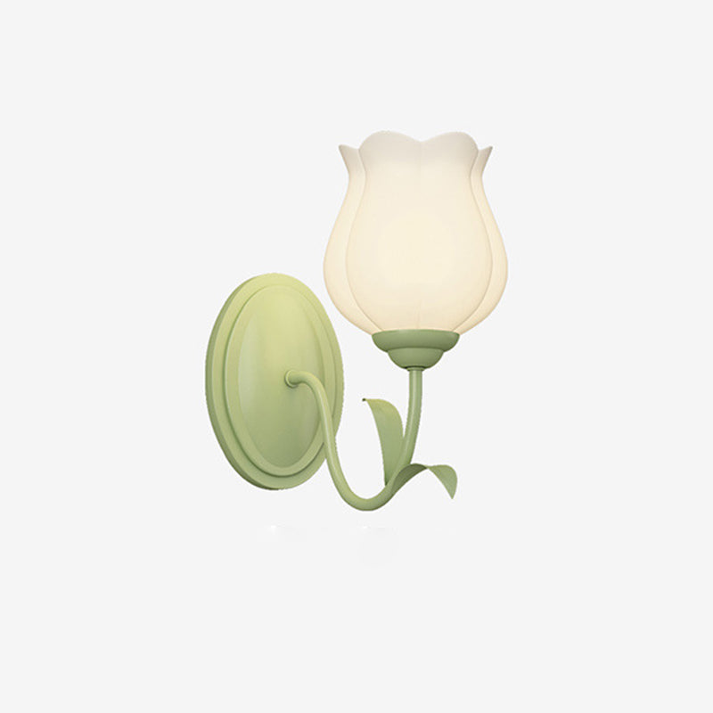 Glass Iron Flower Leaf Wall Lamp