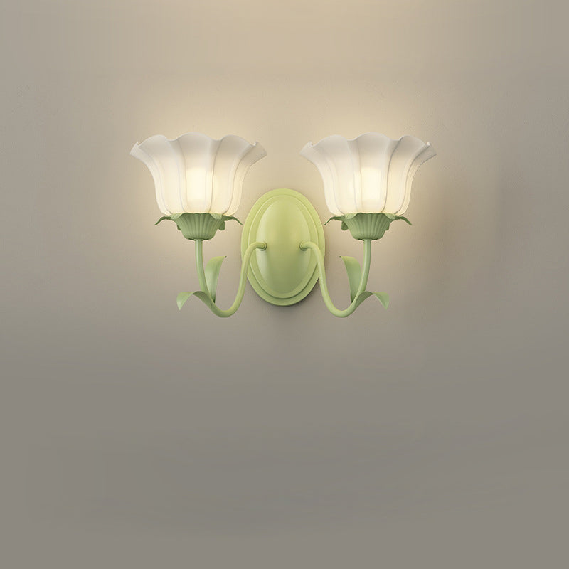 Glass Iron Flower Leaf Wall Lamp