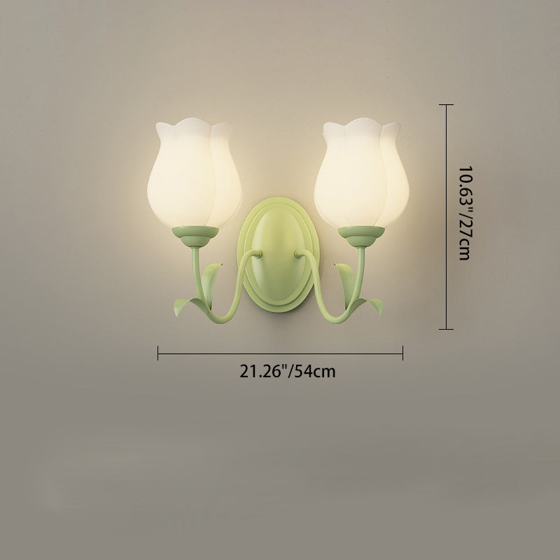 Glass Iron Flower Leaf Wall Lamp