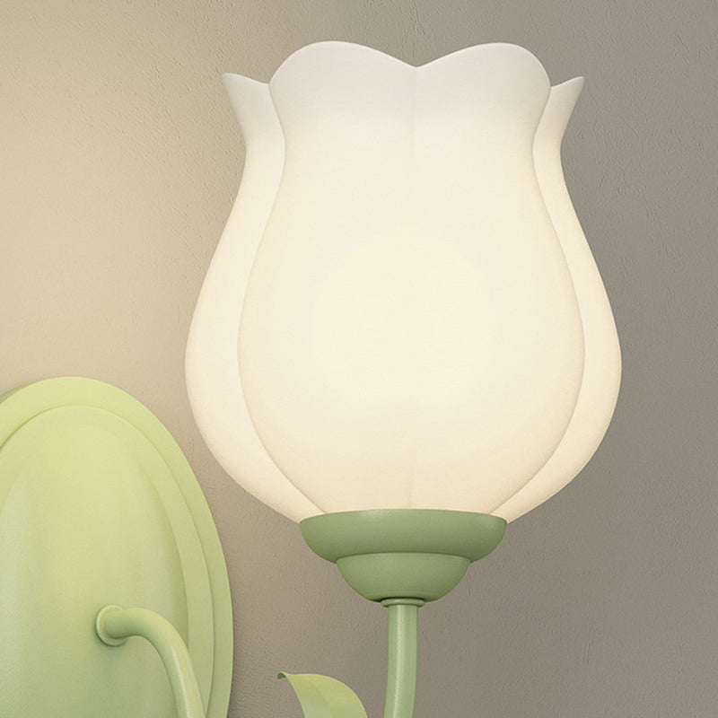 Glass Iron Flower Leaf Wall Lamp