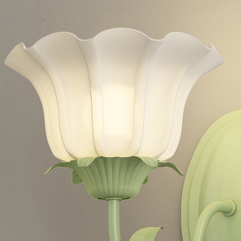 Glass Iron Flower Leaf Wall Lamp