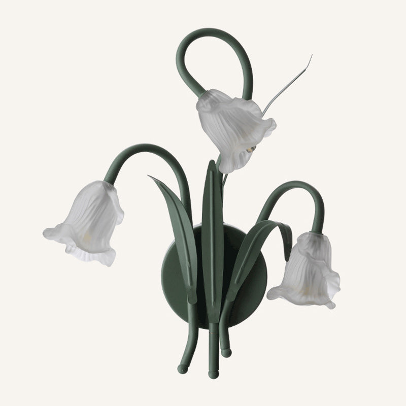 Glass Iron Round Flower 3-Light Wall Lamp