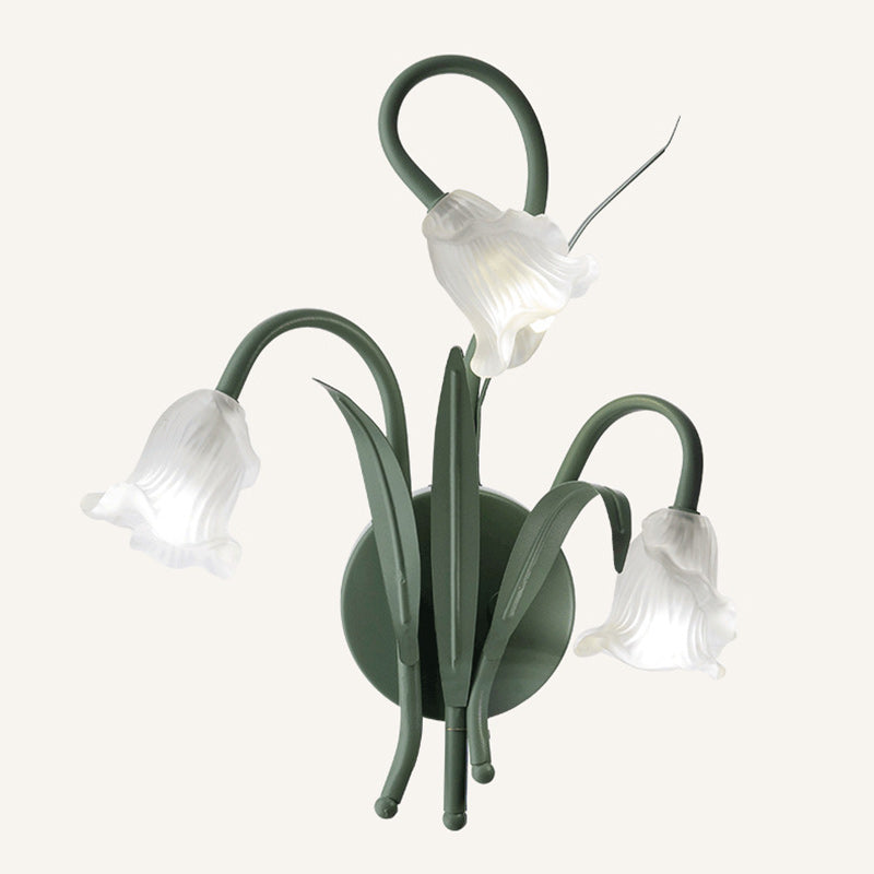 Glass Iron Round Flower 3-Light Wall Lamp