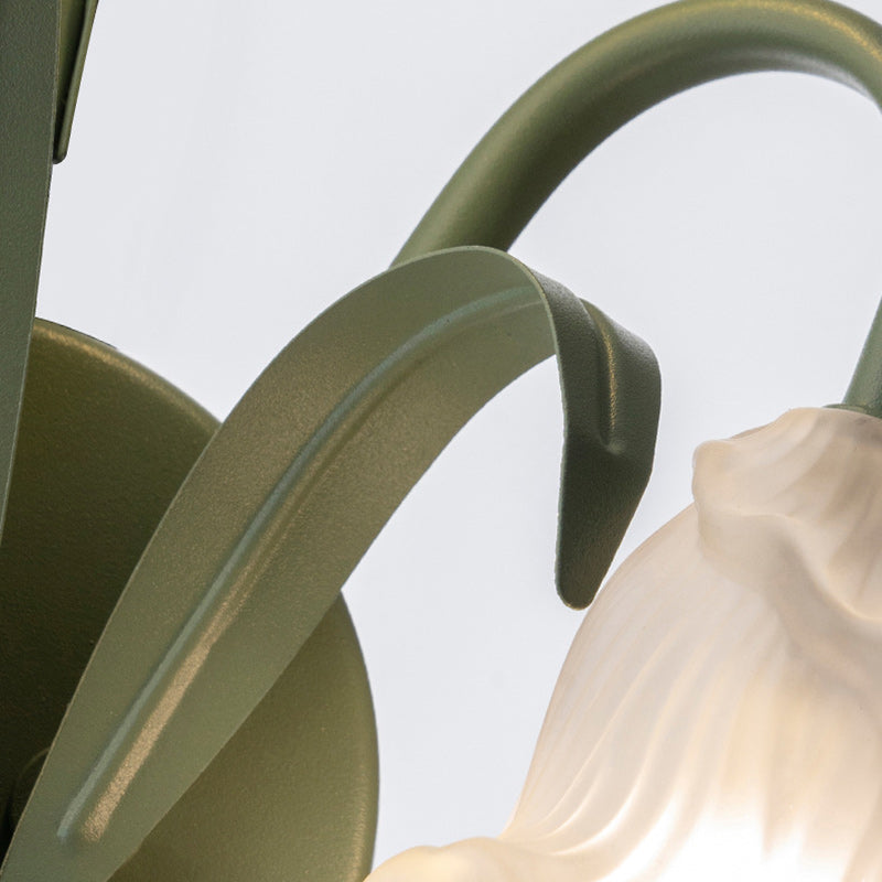 Glass Iron Round Flower 3-Light Wall Lamp