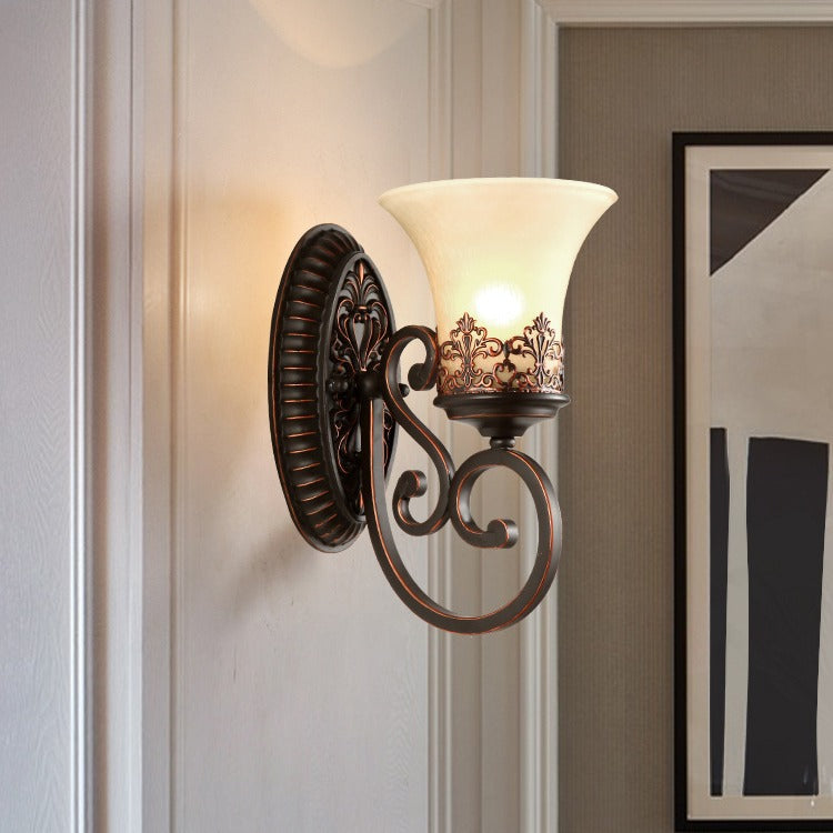 Farmhouse Glass Iron Resin Wall Lamp
