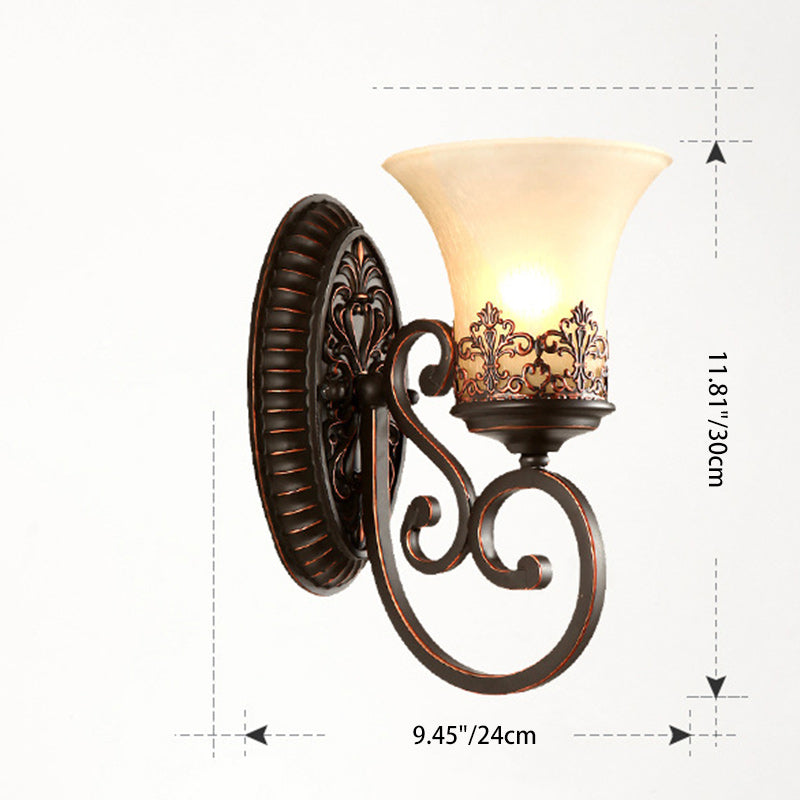 Farmhouse Glass Iron Resin Wall Lamp