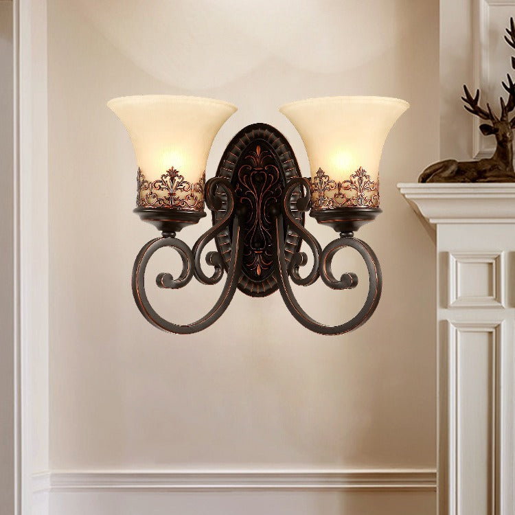 Farmhouse Glass Iron Resin Wall Lamp