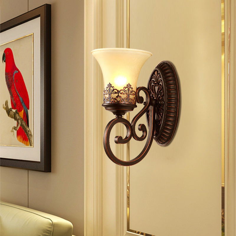 Farmhouse Glass Iron Resin Wall Lamp