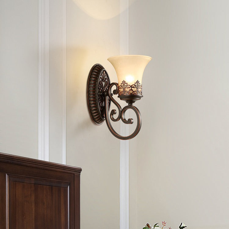 Farmhouse Glass Iron Resin Wall Lamp