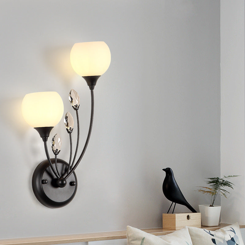 Farmhouse Glass Crystal Iron Wall Lamp