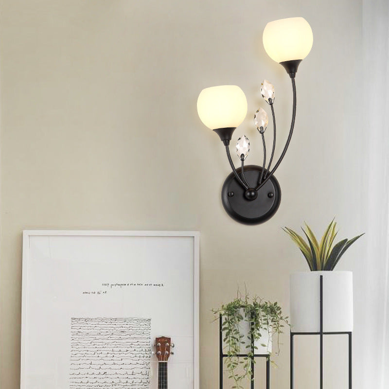 Farmhouse Glass Crystal Iron Wall Lamp