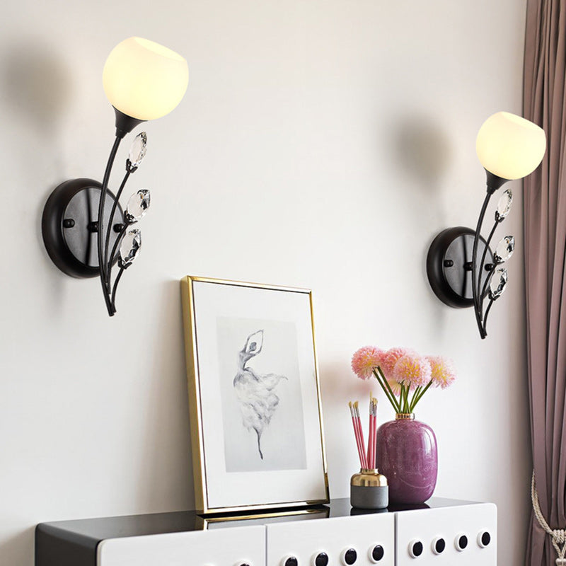 Farmhouse Glass Crystal Iron Wall Lamp