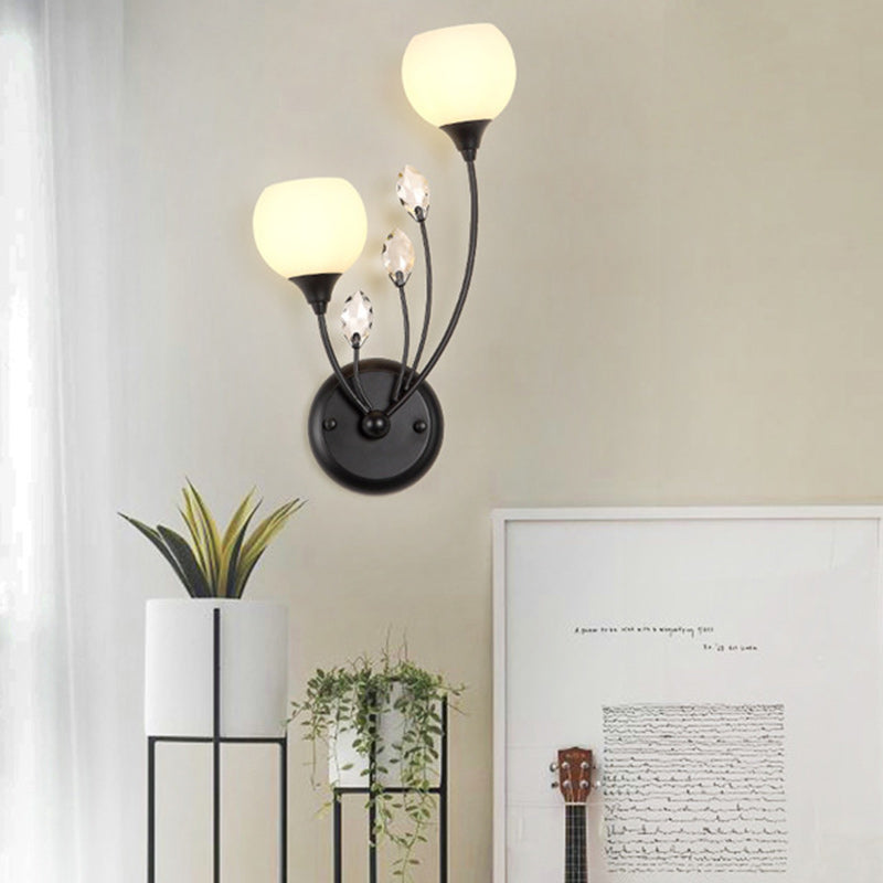 Farmhouse Glass Crystal Iron Wall Lamp