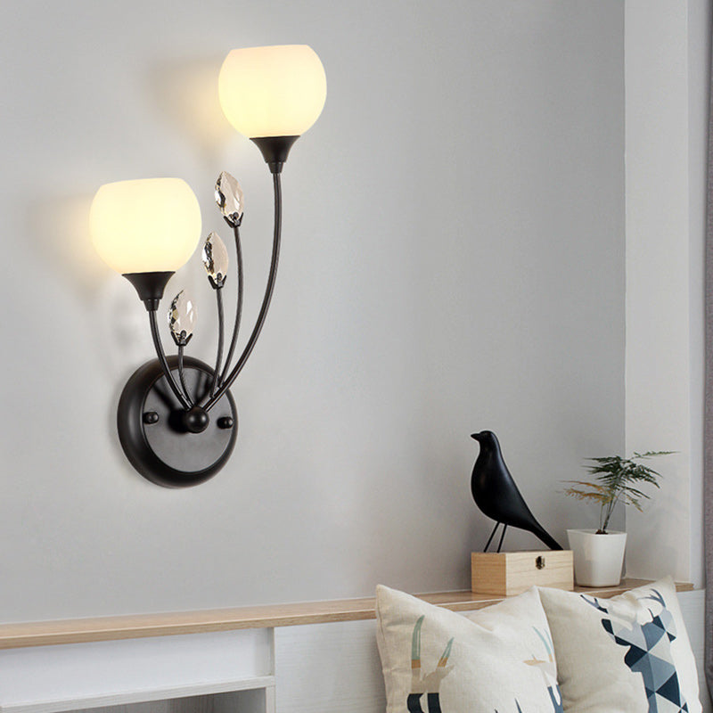 Farmhouse Glass Crystal Iron Wall Lamp