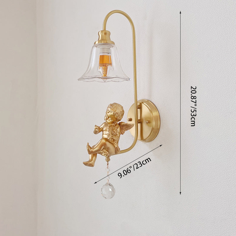 Brass Glass Resin Angel Wall Lamp