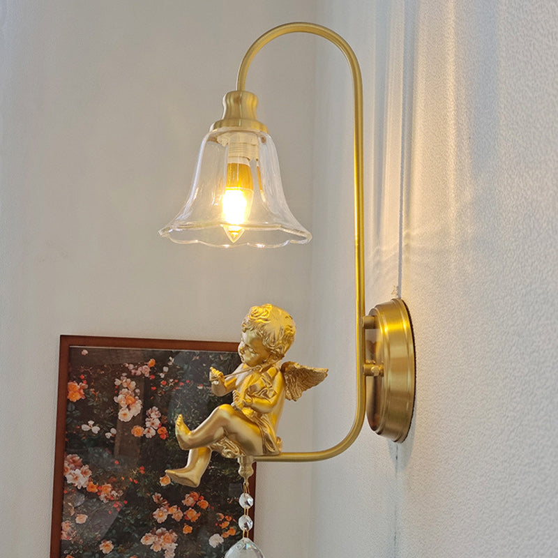 Brass Glass Resin Angel Wall Lamp