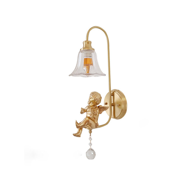 Brass Glass Resin Angel Wall Lamp