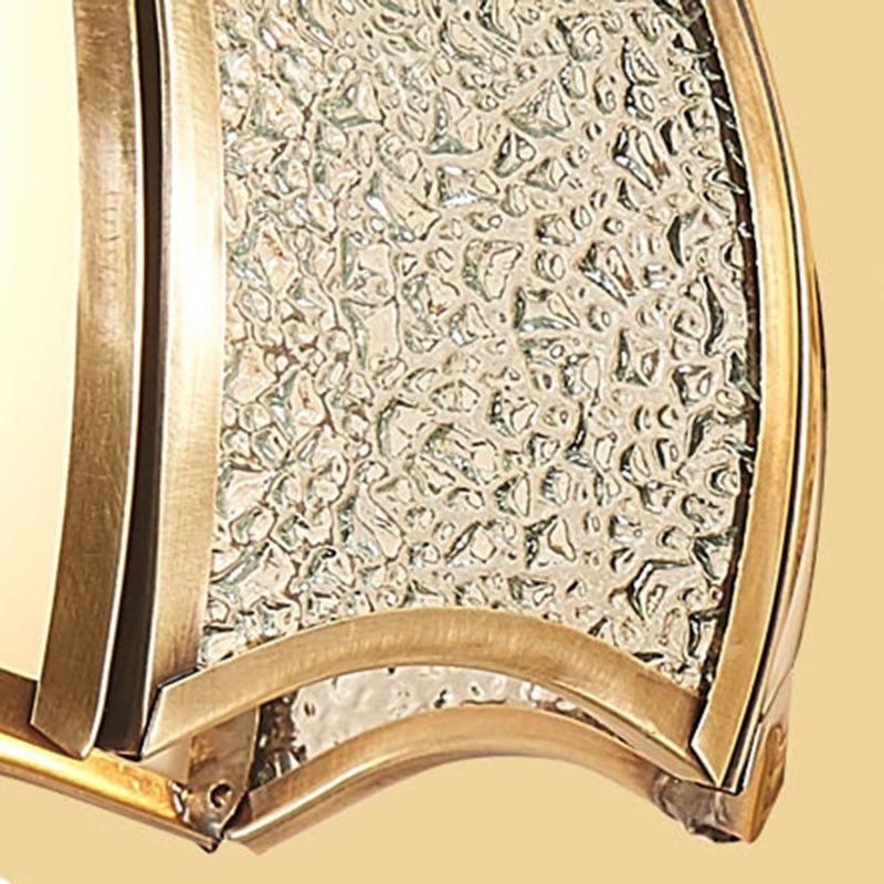 Brass Glass Carved Pattern Wall Lamp
