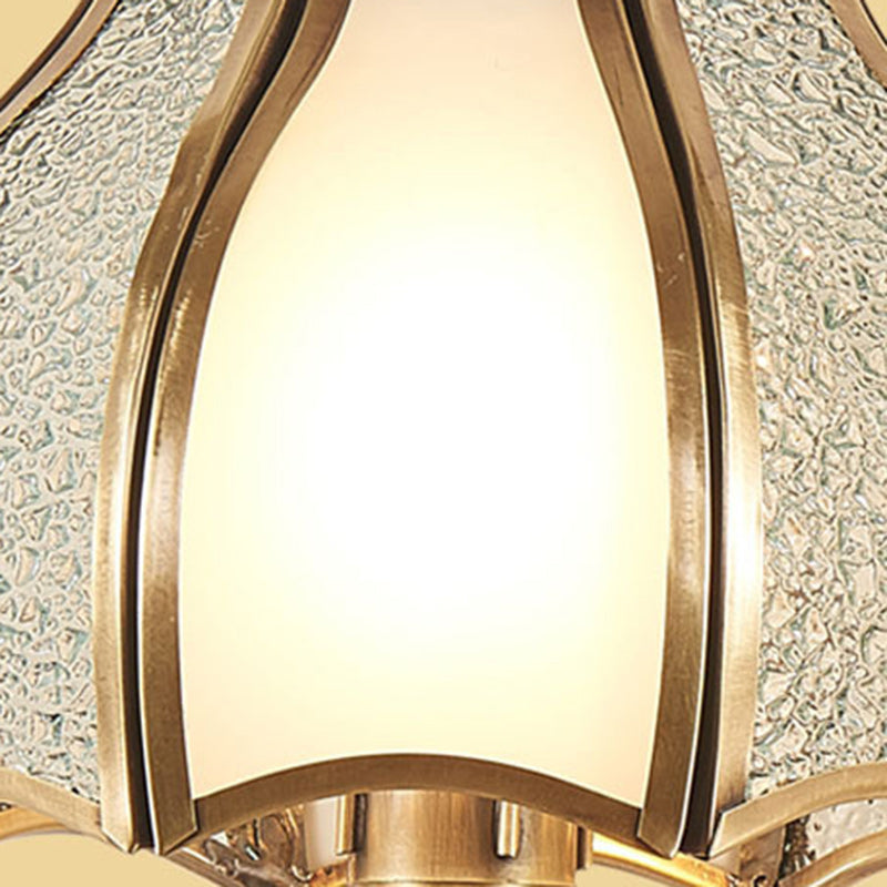 Brass Glass Carved Pattern Wall Lamp