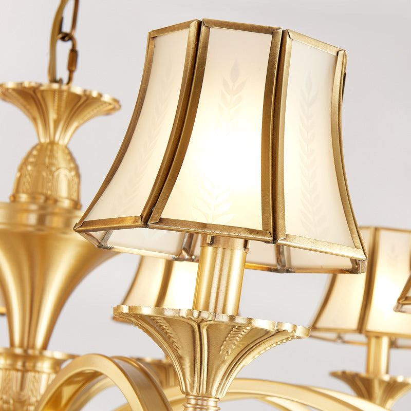 Brass Glass Carved Pattern Wall Lamp