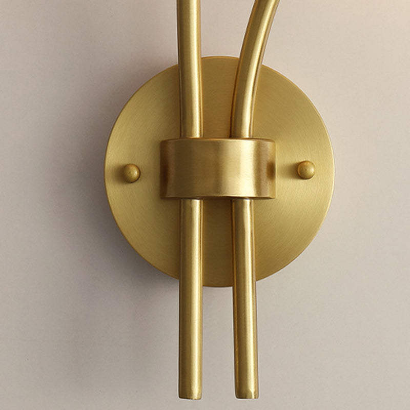 Glass Brass Floral Round 2-Light Wall Lamp