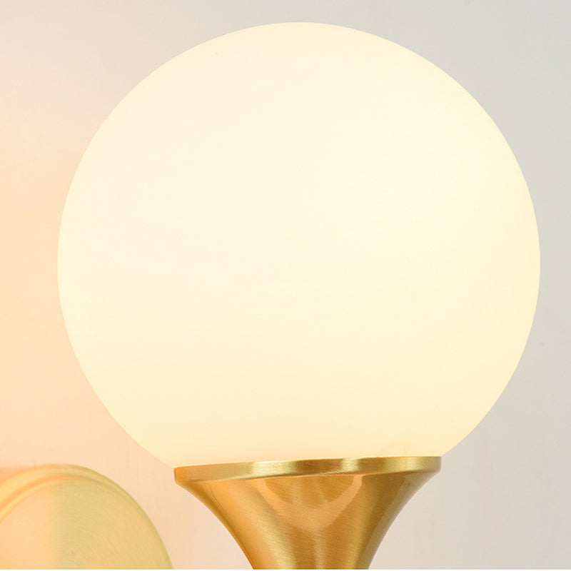 Glass Brass Globe Round 2-Light Wall Lamp
