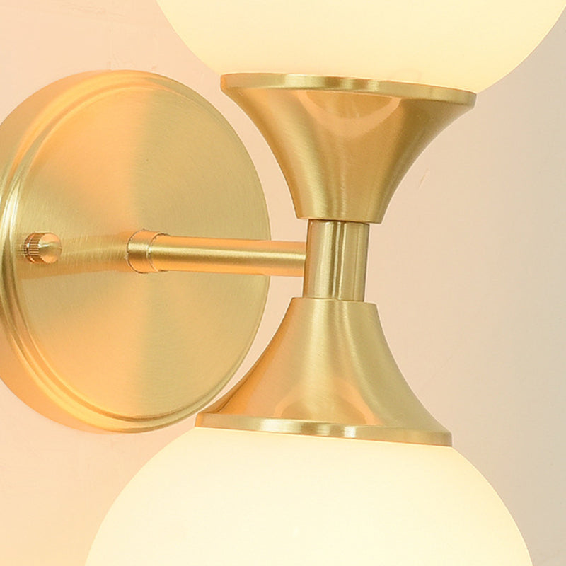 Glass Brass Globe Round 2-Light Wall Lamp
