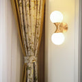 Glass Brass Globe Round 2-Light Wall Lamp