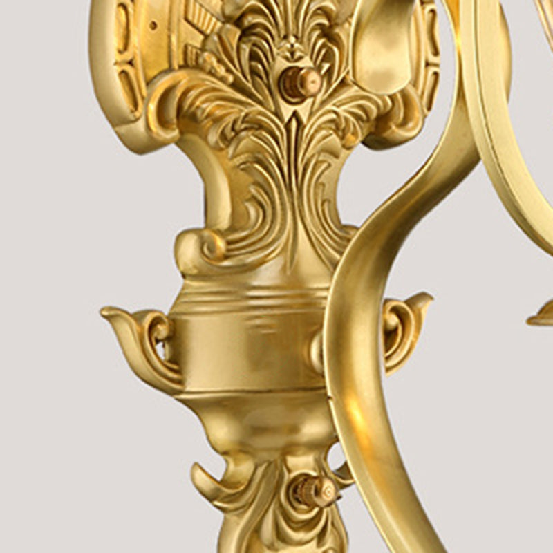 Glass Brass Textured Curved Wall Lamp
