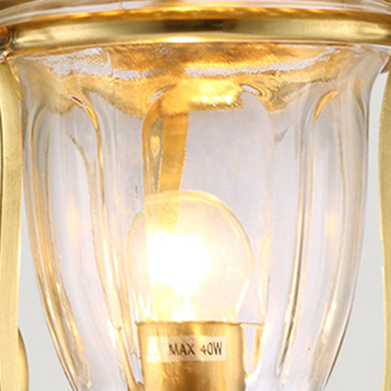Glass Brass Textured Curved Wall Lamp
