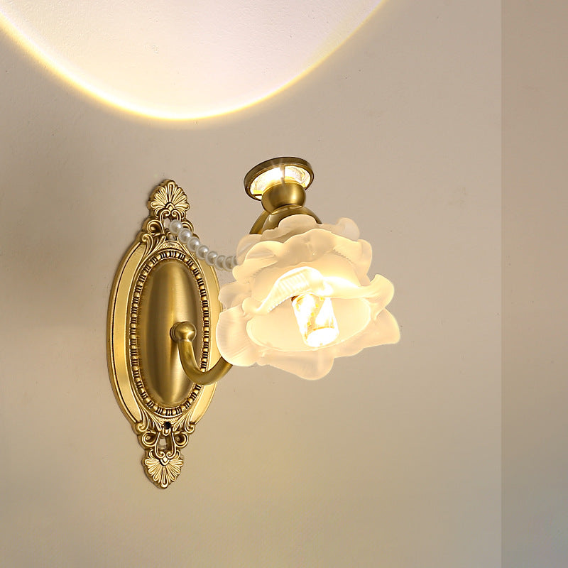 Glass Faux Pearl Brass Wall Lamp