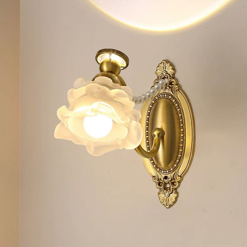 Glass Faux Pearl Brass Wall Lamp