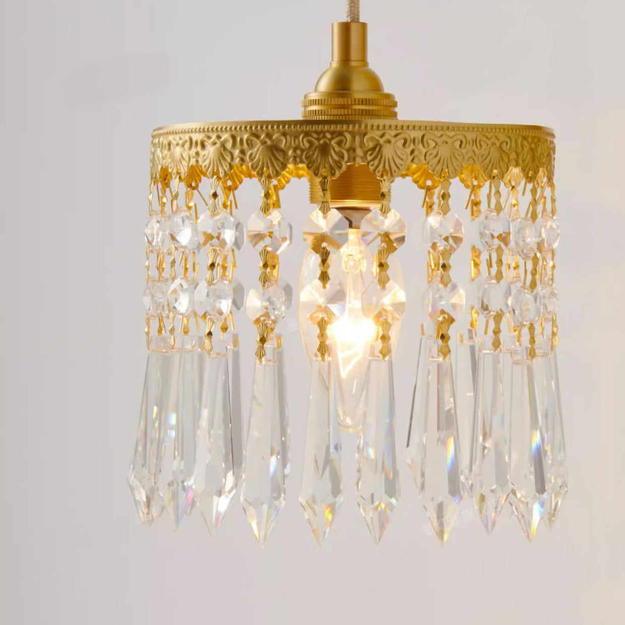 Crystal Copper Angel Pattern Wall Lamp