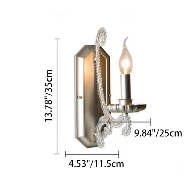 Farmhouse Crystal Iron Curved Wall Lamp