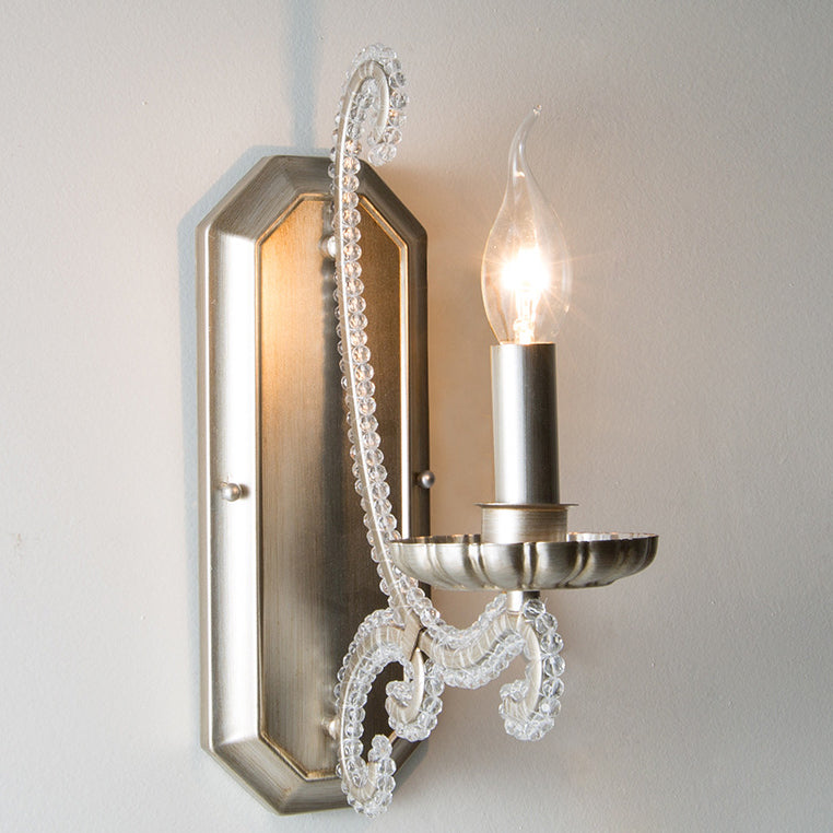 Farmhouse Crystal Iron Curved Wall Lamp