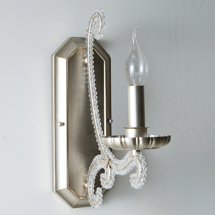 Farmhouse Crystal Iron Curved Wall Lamp