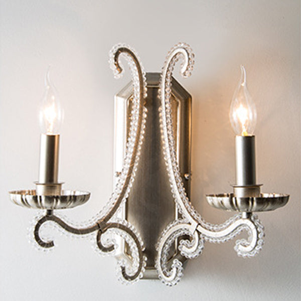 Farmhouse Crystal Iron Curved Wall Lamp