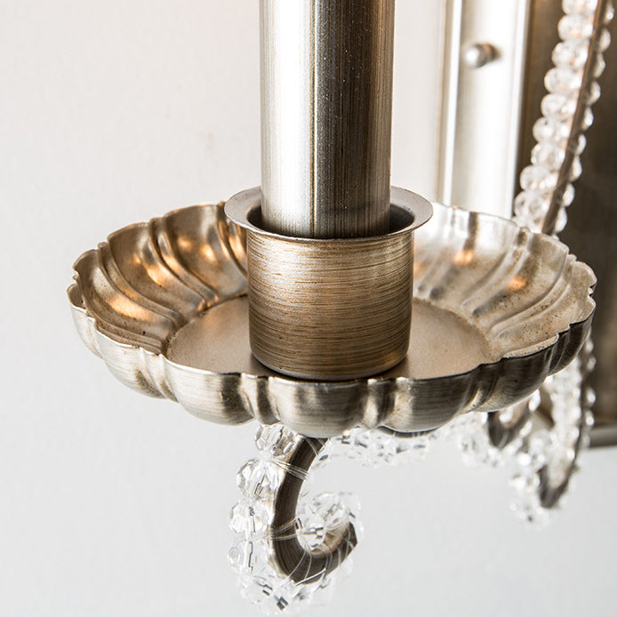 Farmhouse Crystal Iron Curved Wall Lamp