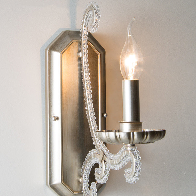 Farmhouse Crystal Iron Curved Wall Lamp